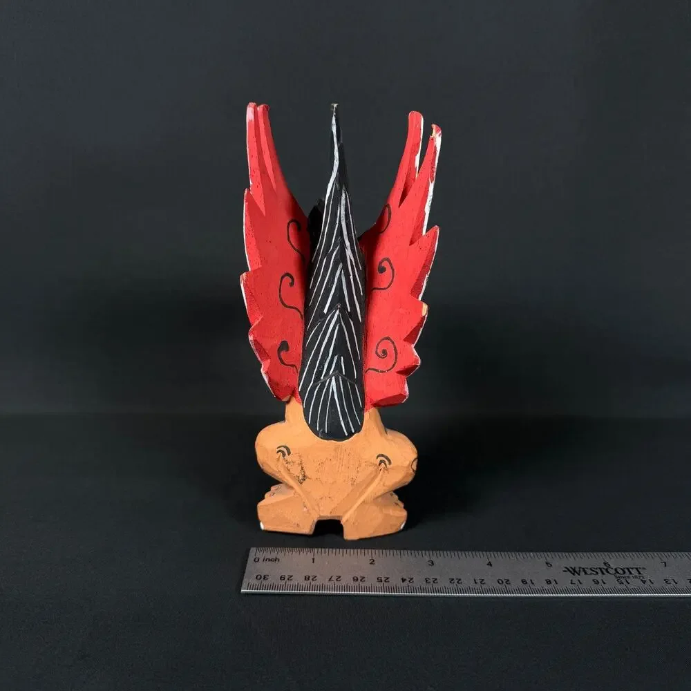 Winged Lion Statue Wood Carving Sculpture Bali Art 7.5